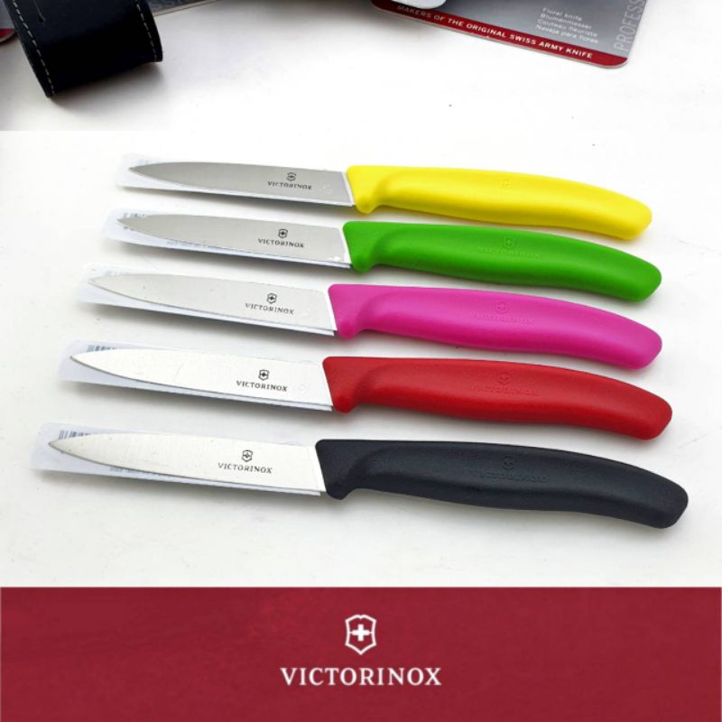 มีดปอกผลไม้-victorinox-ของแท้-100-ใบมีดปลายแหลมขนาด-8cm-ด้ามจับโพลี่โพลีนสีสันสดใส-มีความคมสูง-swiss-made