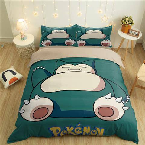 yt1-ชุดเครื่องนอน-ผ้าปูที่นอน-ปลอกหมอน-ผ้าห่ม-ลายโปเกมอน-snorlax-psyduck-persian-3in1-ใส่สบาย-ty1