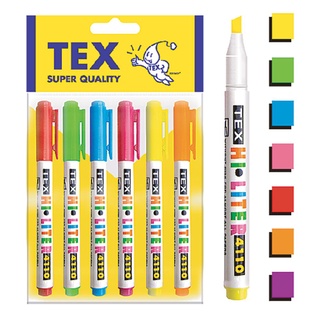 เท็กซ์ ปากกาเน้นข้อความ รุ่น 4110 แพ็ค 6 ด้าม101337TEX Highlighter Pen #4110 6 Pcs/Pack