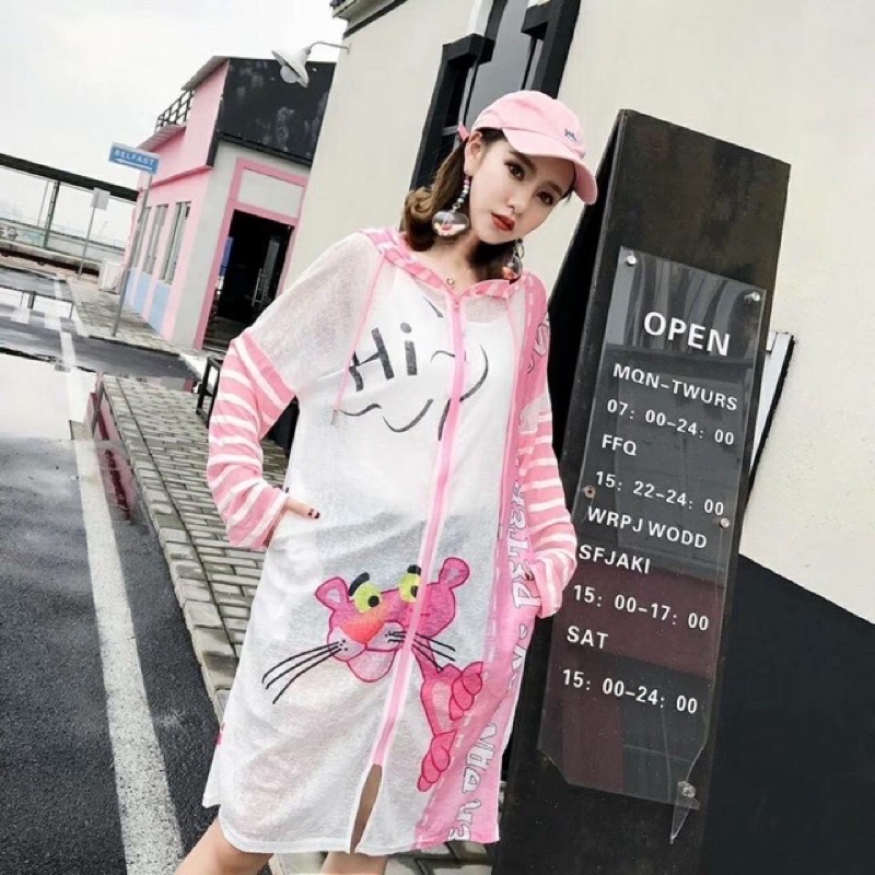เสื้อคลุมฮู้ด-ลายพิ้งค์แพนเตอร์-size-สาวอวบ