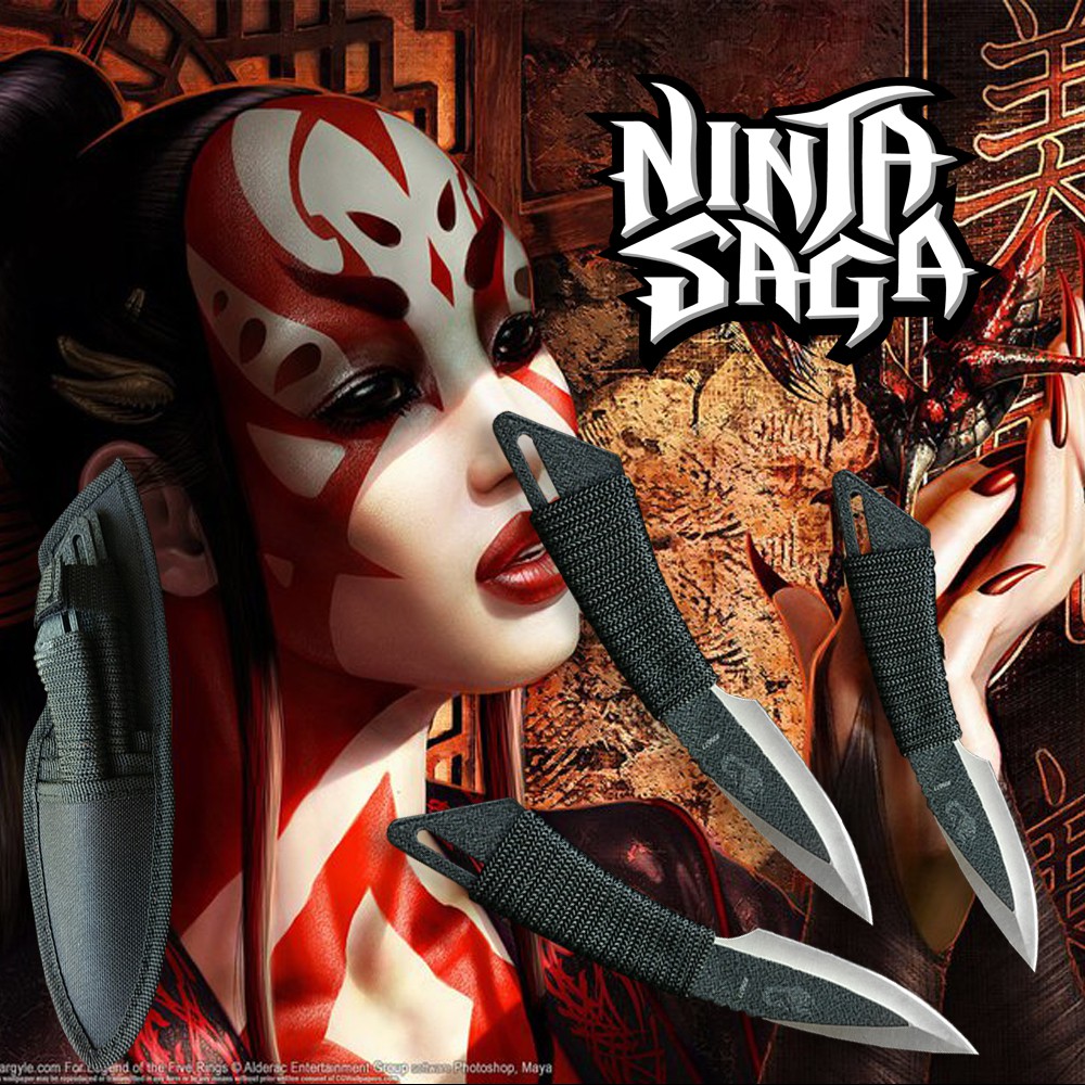 ninja-อาวุธนินจา-ชุด-3-เล่ม-knife-มีดสั้น-kunai-shiriken-ชูริเคน-มีดขว้าง-มีดปา-knives-รุ่น-011