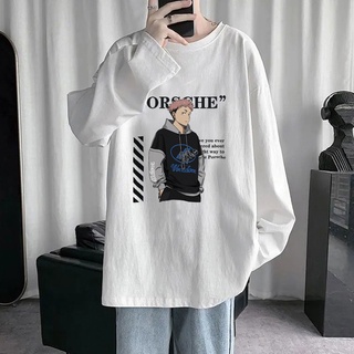 สินค้า Pure cotton men\'s T-shirt long-sleeved Jujutsu Kaisen Hong Kong style ins trend top summer Korean loose tide brand compassionate