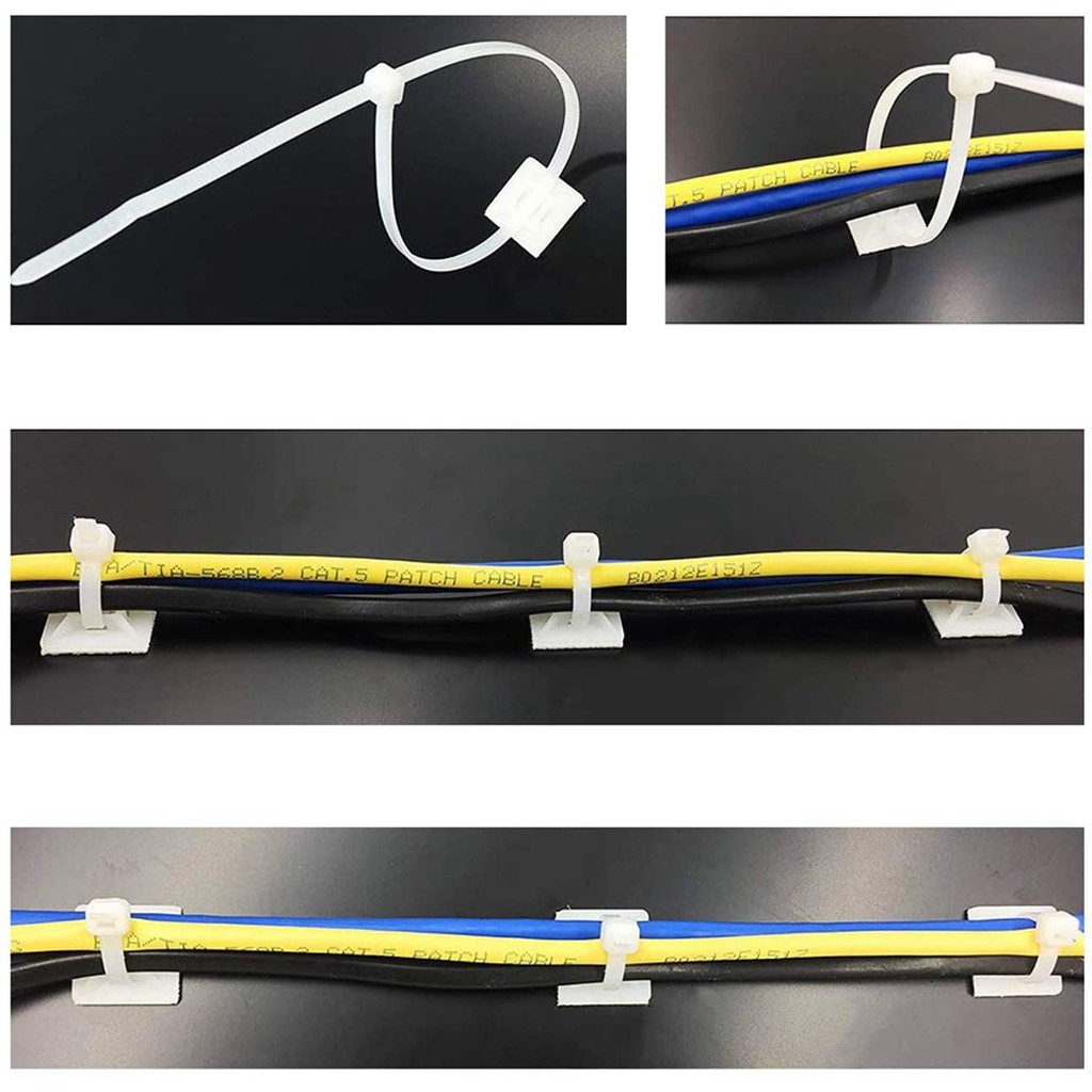 ขายึดฐาน-10-ชิ้น-สีขาวฐานยึดที่ยึดสายเคเบิลแบบมีกาวในตัว