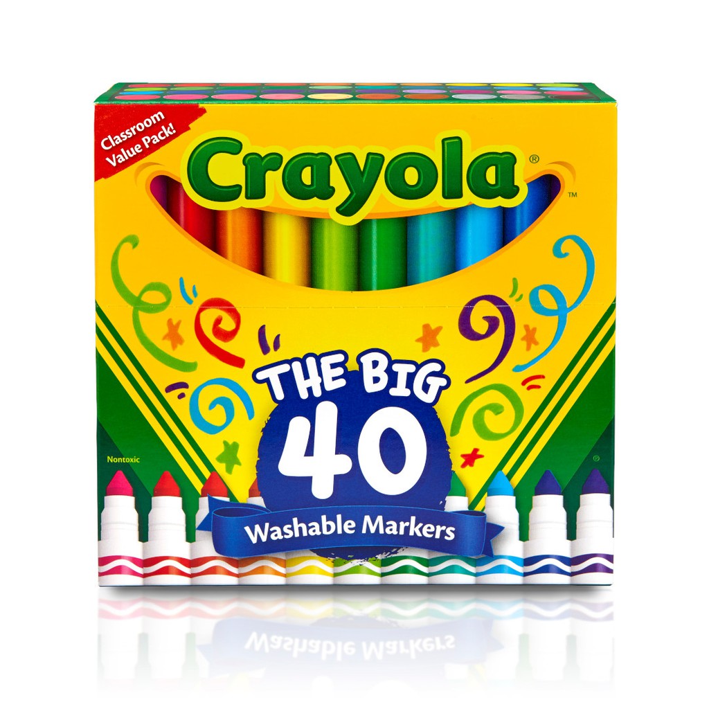 crayola-สีเมจิกล้างออกได้อัลตร้าคลีน40สี-หัวใหญ่