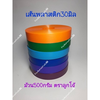 เส้นพลาสติกสานตะกร้า 30 มิล BS ม้วน 500กรัม ตราลูกโจ้ สีเข้ม