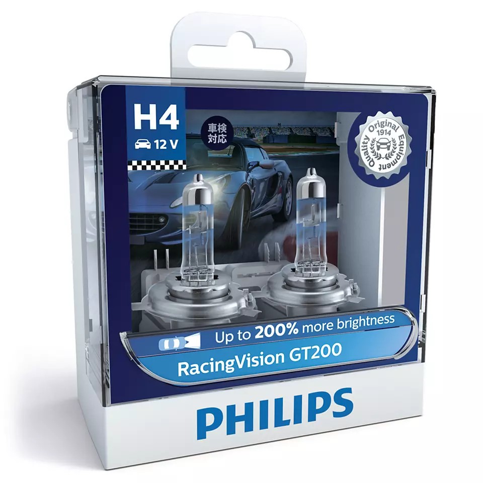 หลอดไฟหน้ารถยนต์-philips-racing-vision-gt200-200-ขั้ว-h4-h7-หลอดไฟรถยนต์-philips-หลอดไฟหน้า-philips-หลอดไฟ-philips