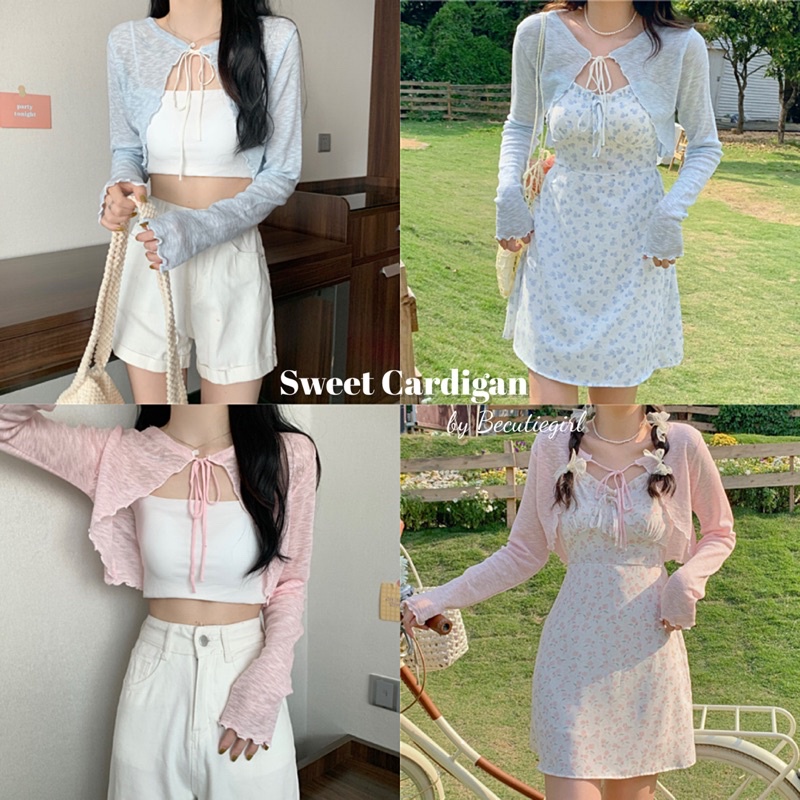 ภาพสินค้าBG ส่งเร็ว  ลด15% ไม่มีขั้นต่ำ WDWKGR  Sweet Cardigan  คาร์ดิแกนผูกโบว์ เสื้อไหมพรม เสื้อคลุมแขนยาว Becutiegirl จากร้าน besttiesaisopon บน Shopee ภาพที่ 4