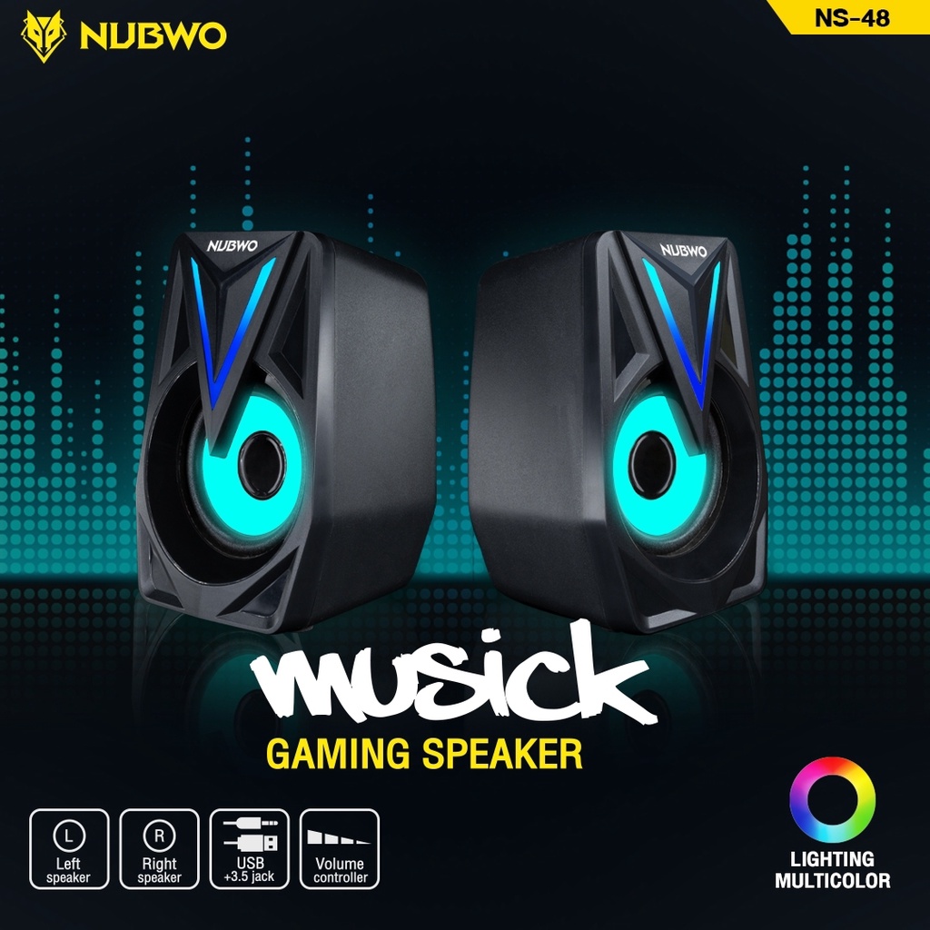 ภาพหน้าปกสินค้าลำโพงคอม NUBWO NS-48 MUSICK Gaming Speaker ลำโพง มีไฟ เชื่อมต่อผ่าน JACK 3.5mm + USB ระบบเสียง Stereo ประกันศูนย์ 1 ปี จากร้าน huskshop บน Shopee