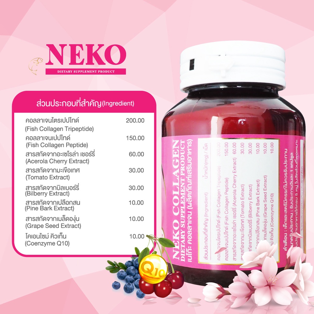 ภาพสินค้าคอลลาเจนไตรเปปไทด์ แคปซูล CollagenTripeptide NEKO เนโก๊ะ คอลลาเจน Collagen Tripeptide (60 เม็ด X 1 กระปุก) จากร้าน honeylimeshop บน Shopee ภาพที่ 1