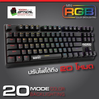 คีย์บอร์ด SIGNO คีบอร์ดเกมมิ่ง RGB TKL KB-718 Indigo Red Switch ประกันศูนย์ไทย 1 ปี