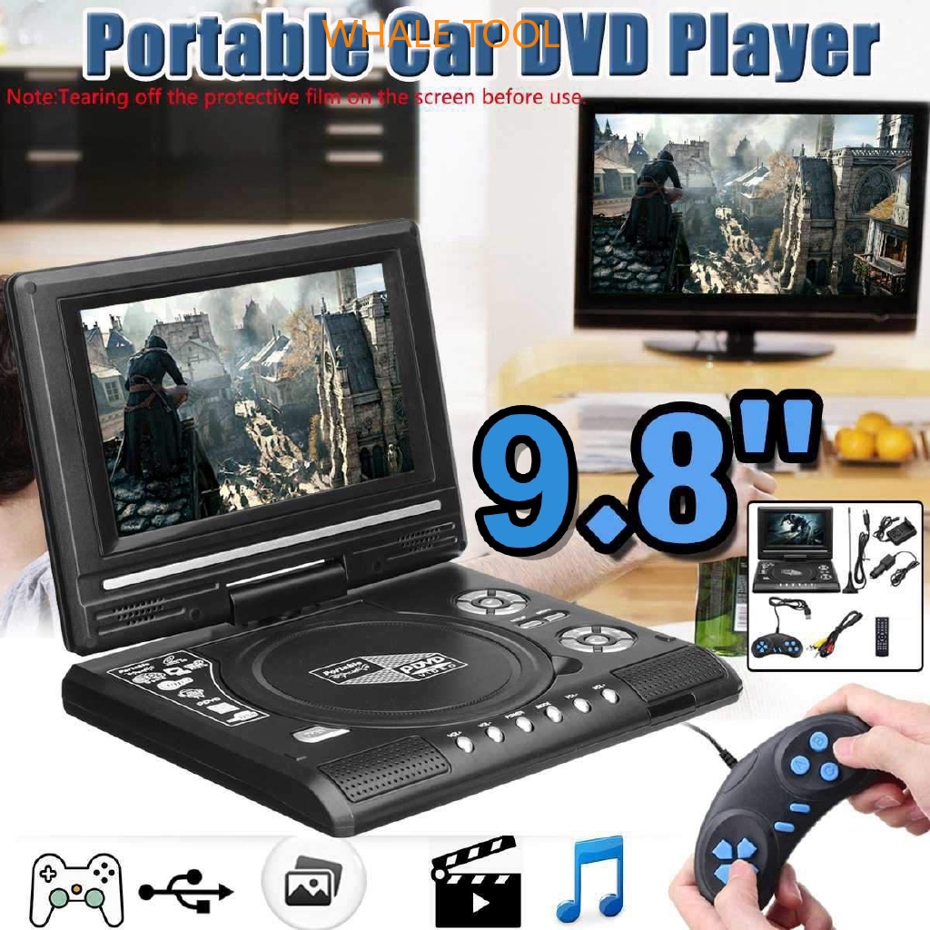 ภาพหน้าปกสินค้ามัลติฟังก์ชั่น 9.8 นิ้วแบบพกพา DVD EVD VCD เครื่องเล่นวิดีโอเพลงอะนาล็อกทีวี AV FM USB SD Card Reader คุณสมบัติ จากร้าน homeml.th บน Shopee