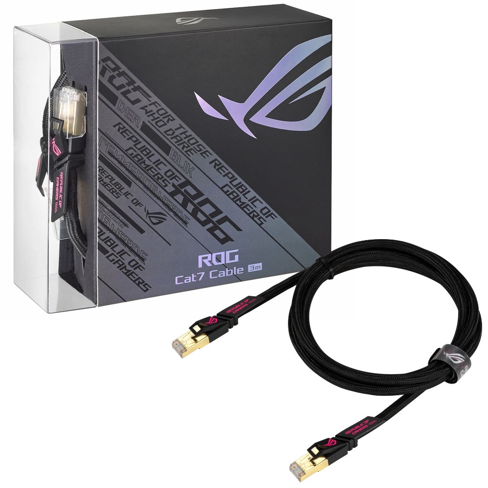 ASUS ROG CAT7 Cable สายแลน 3m CAT 7 สายเครือข่าย RJ45 Nylon Braided มี ...