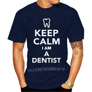 ใหม่เสื้อยืดลําลองสําหรับผู้ชายแขนสั้นพิมพ์ลาย Keep Calm I Am A Dentist