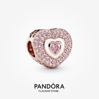 Pandora เครื่องรางหัวใจ ชุบโรสโกลด์ 14K สีชมพู