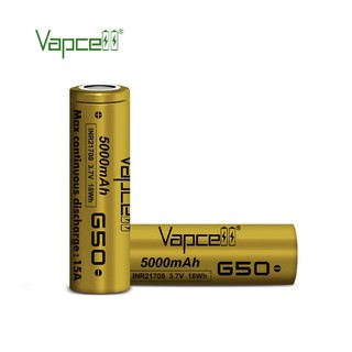 Vapcell G50 INR21700 5000mAh สีทอง 2ก้อนแถมกระเป๋าใส่ถ่าน