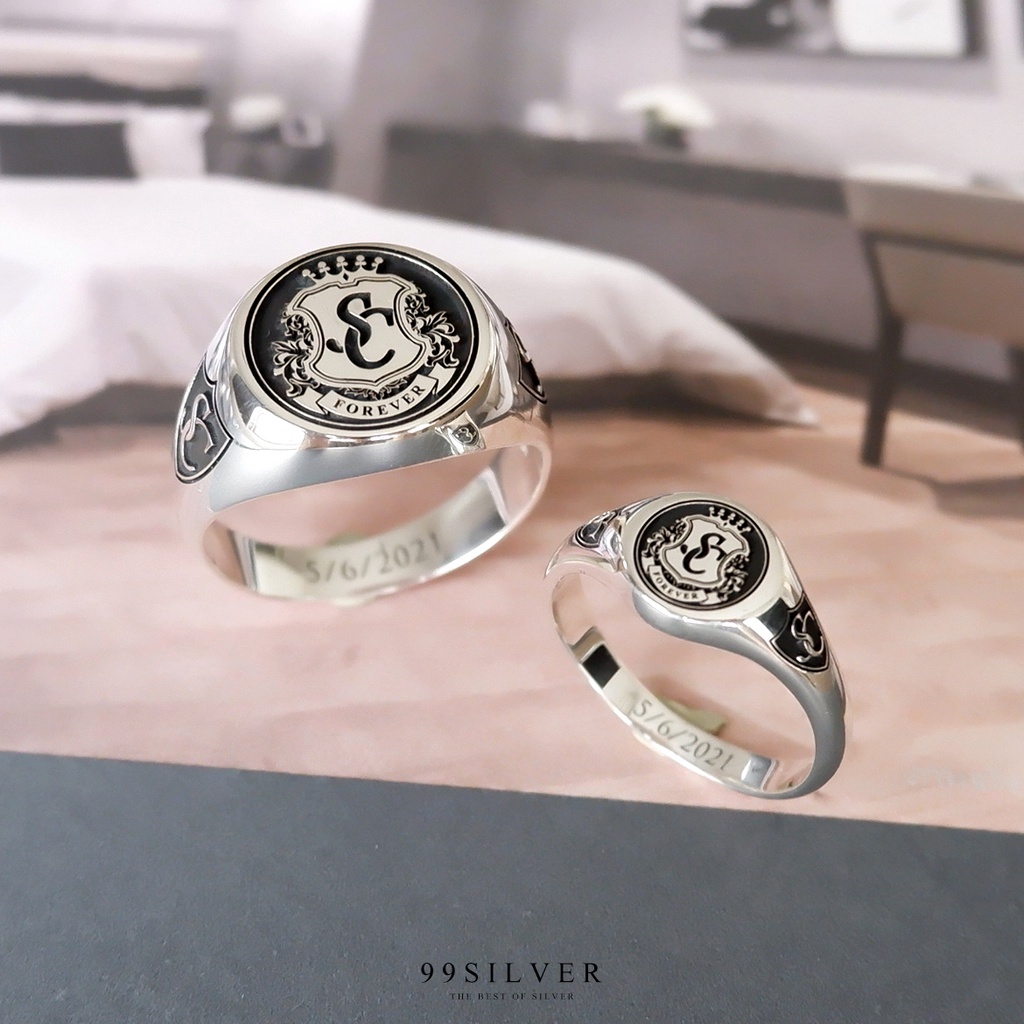 แหวนคู่รักแบบ-signet-ring-ออกแบบได้เองตามที่ต้องการ-ตัวเรือนหน้ากลม-8-และ-14-มม-กดสั่ง-1-ครั้ง-ได้แหวน-2-วง-r214-218