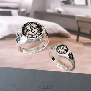 แหวนคู่รักแบบ Signet Ring ออกแบบได้เองตามที่ต้องการ ตัวเรือนหน้ากลม 8 และ 14 มม. (กดสั่ง 1 ครั้ง ได้แหวน 2 วง) R214-218