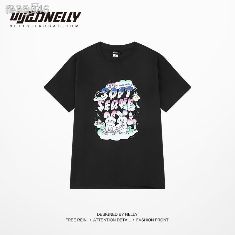 เสื้อยืดแขนสั้นผู้ชายฤดูร้อน-tide-แบรนด์หลวมรอบคอ-graffiti-พิมพ์ด้านบน-ins-hong-kong-s