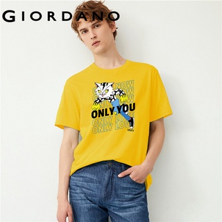 Giordano Men T-Shirts Short Sleeves Comfy T-Shirts Stylish Printing Crewneck Soft T-Shirts JAYOTO Series