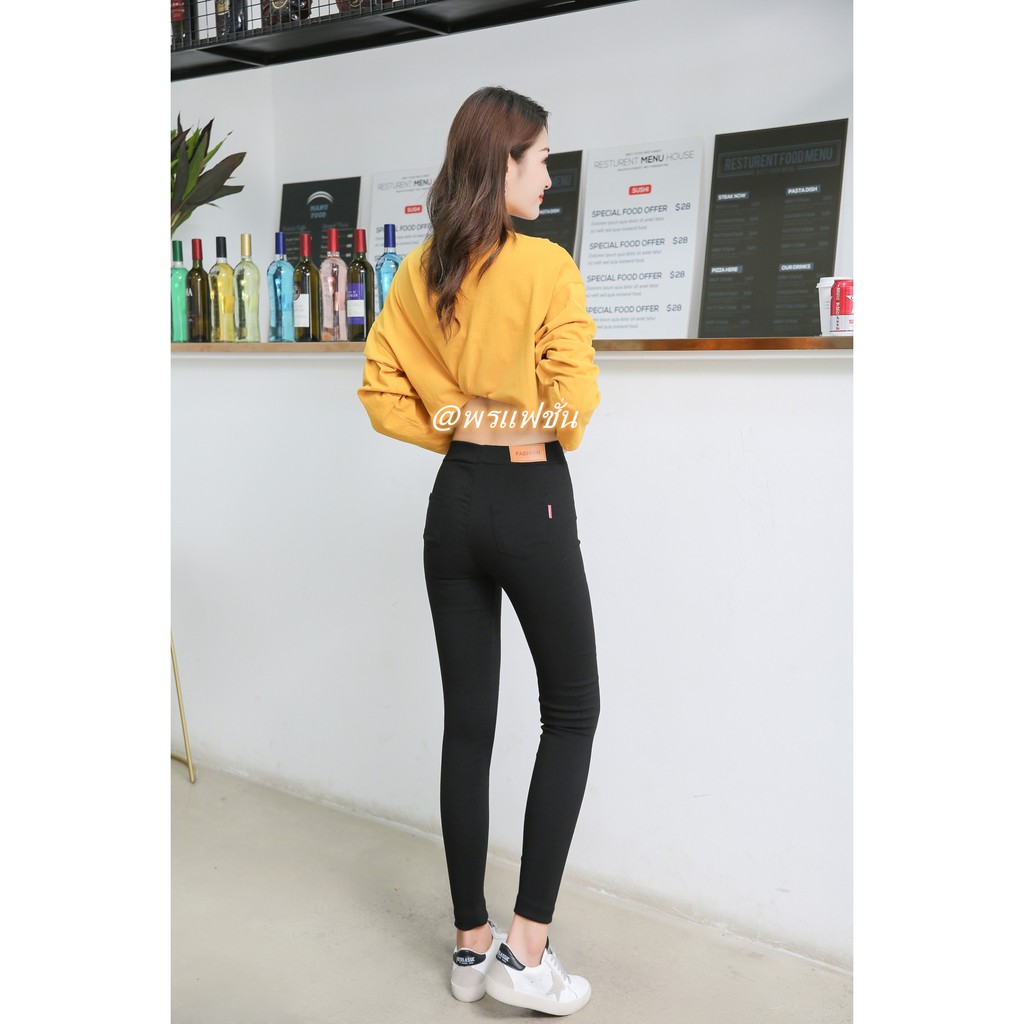 ภาพสินค้ากางเกงสกินนี่ขายาวสีดำ กางเกงขายาวผู้หญิง กางเกงสกินนี่เอวยางยืด กางเกงสกินนี่แฟชั่นสไตล์เกาหลี รุ่น955 -9882 จากร้าน phingjing บน Shopee ภาพที่ 3