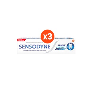 SENSODYNE REPAIR & PROTECT 100G X 3 เซ็นโซดายน์ ยาสีฟัน สูตร รีแพร์ & โพรเทคท์ ช่วยฟื้นฟูและปกป้องบริเวณเสียวฟันได้ยาวนาน ช่วยให้ฟันขาวอย่างเป็นธรรมชาติ 100 กรัม แพ็ค 3