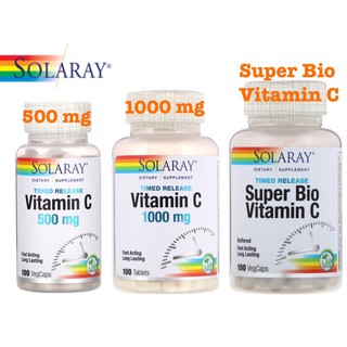 สินค้า Lotใหม่ส่งไว⚡️Solaray Timed-Release Vitamin C/Super Bio Vitamin C 100 Tablets วิตามินซี เสริมภูมิคุ้มกัน ลดริ้วรอย