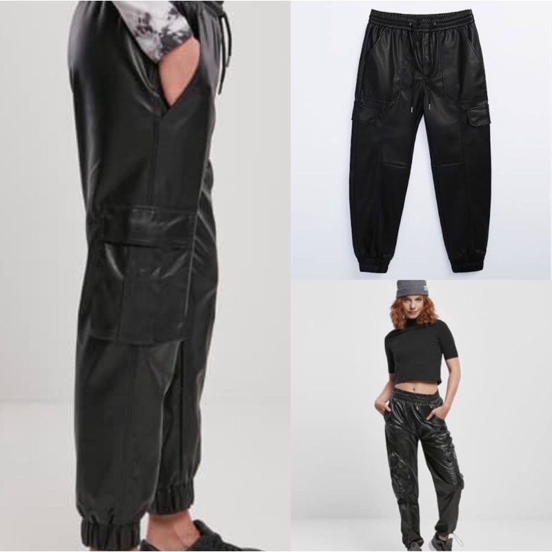 D.Exterior Black Vegan Leather Trousers 51792 2NERO