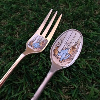 Peter Rabbit spoon set set ช้อนส้อม Peter Rabbit ขนาดช้อนทานขนม