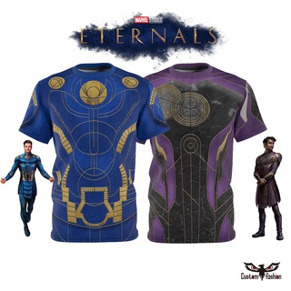 【CustomFashion】เสื้อยืดแขนสั้นลําลอง พิมพ์ลาย Marvel The Eternal Ikaris Kingo Sunen 3D สไตล์สตรีท สําหรับผู้ชาย และผู้หญิง