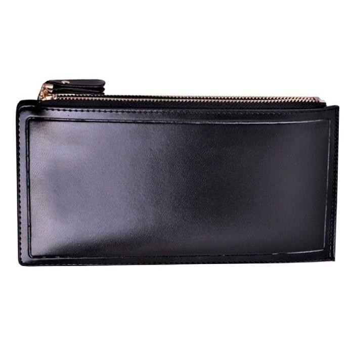 fin-1-กระเป๋าเงิน-กระเป๋าเงินใบยาว-double-zip-credit-card-casual-long-wallet-purse-0862-สีดำ