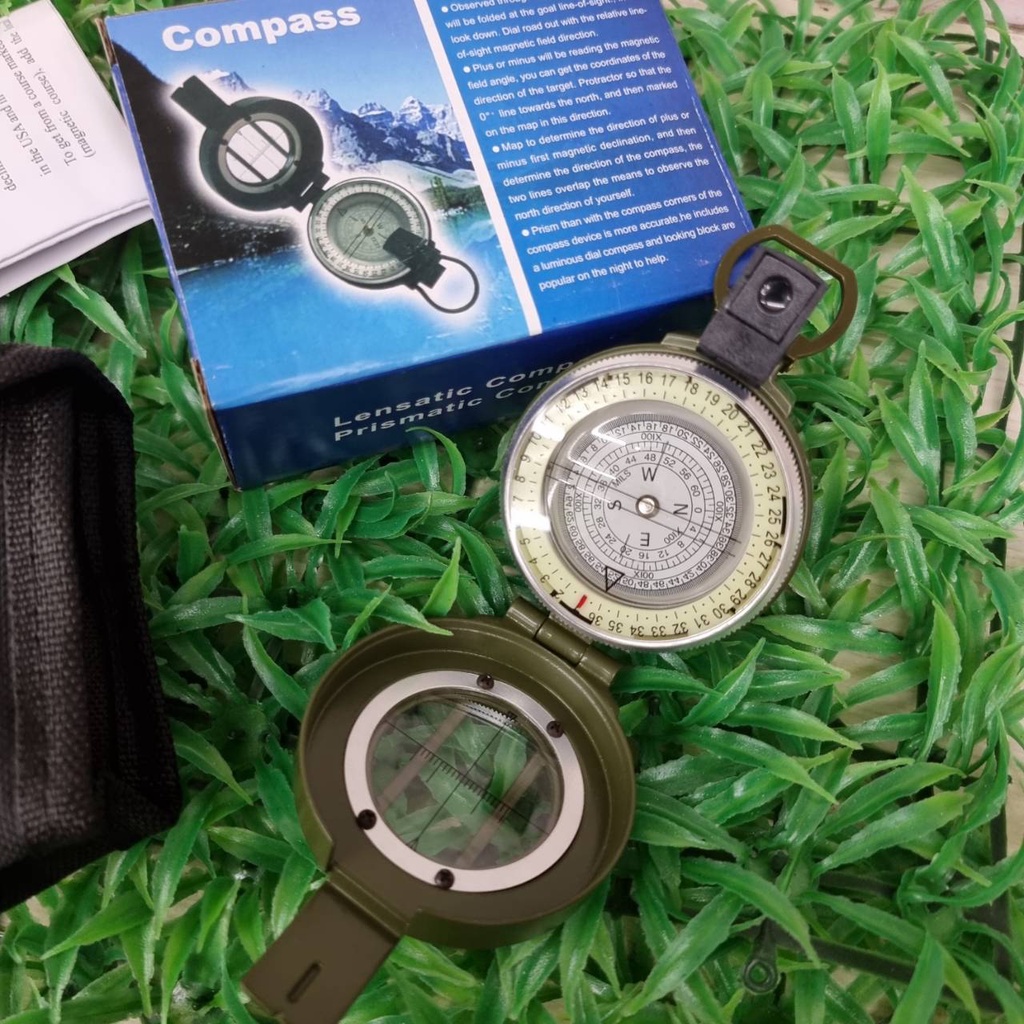 เข็มทิศเดินป่า-lensatic-compass-เข็มทิศทหาร-สําหรับวัดระยะจริงบนแผนที่-มีมาตราส่วนเส้นบรรทัด-สามารถอ่านได้ถูกต้องแม่นยำ