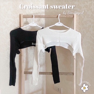 Sweater ♥ ลดเหลือ 152 ใส่โค้ด WPTEPN ♥  พร้อมส่ง ♥ ครอปไหมพรม สเวตเตอร์ครอป เสื้อคลุมไหมพรม Becutiegirl