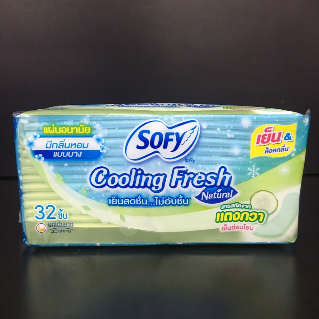 sofy-cooling-fresh-natural-32-แผ่น-แผ่นอนามัย-โซฟี-คูลลิ่ง-เฟรช-เนเชอรัล-แตงกวา