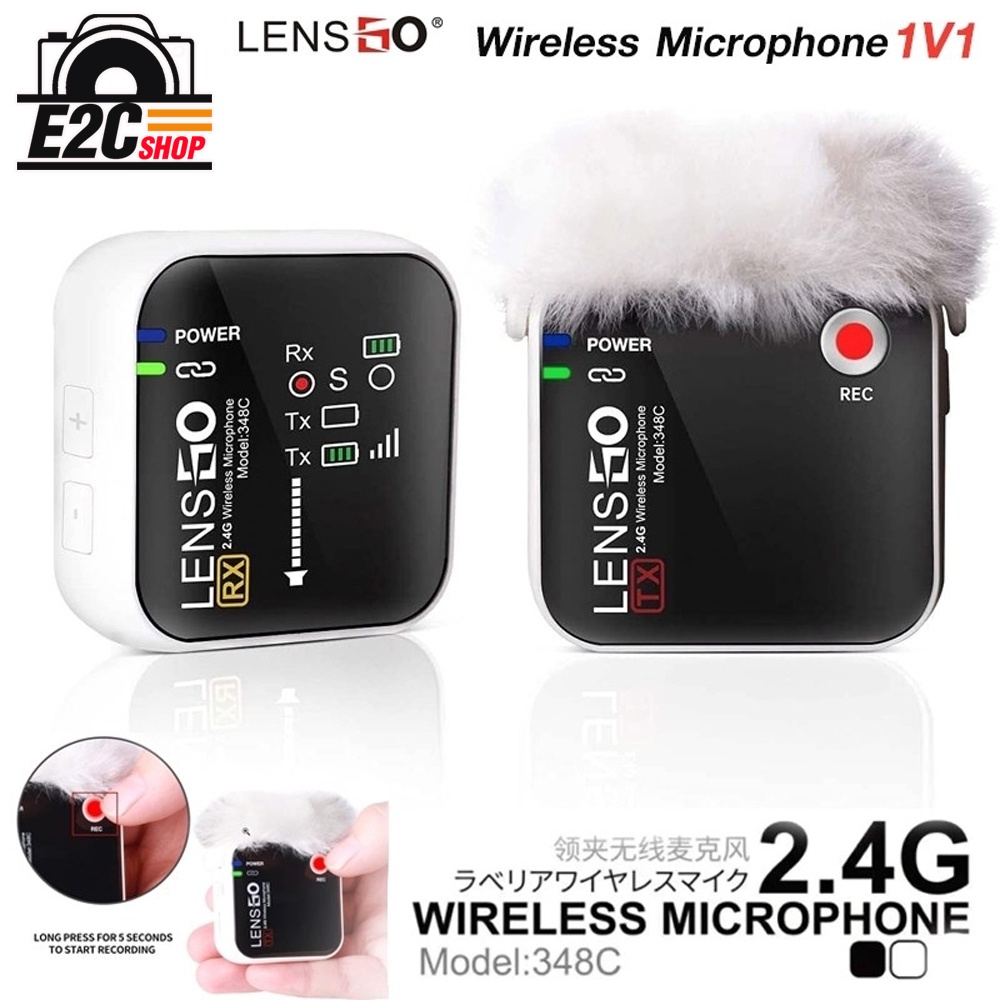 lensgo-lavalier-wireless-microphone-2-4g-348c-1v1-1ตัวรับ-1ตัวส่ง-รับประกันศูนย์