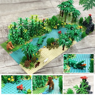 Moc บล็อกตัวต่อเลโก้ รูปป่าฝนเขตร้อน ริมแม่น้ํา DIY ของเล่นสําหรับเด็ก