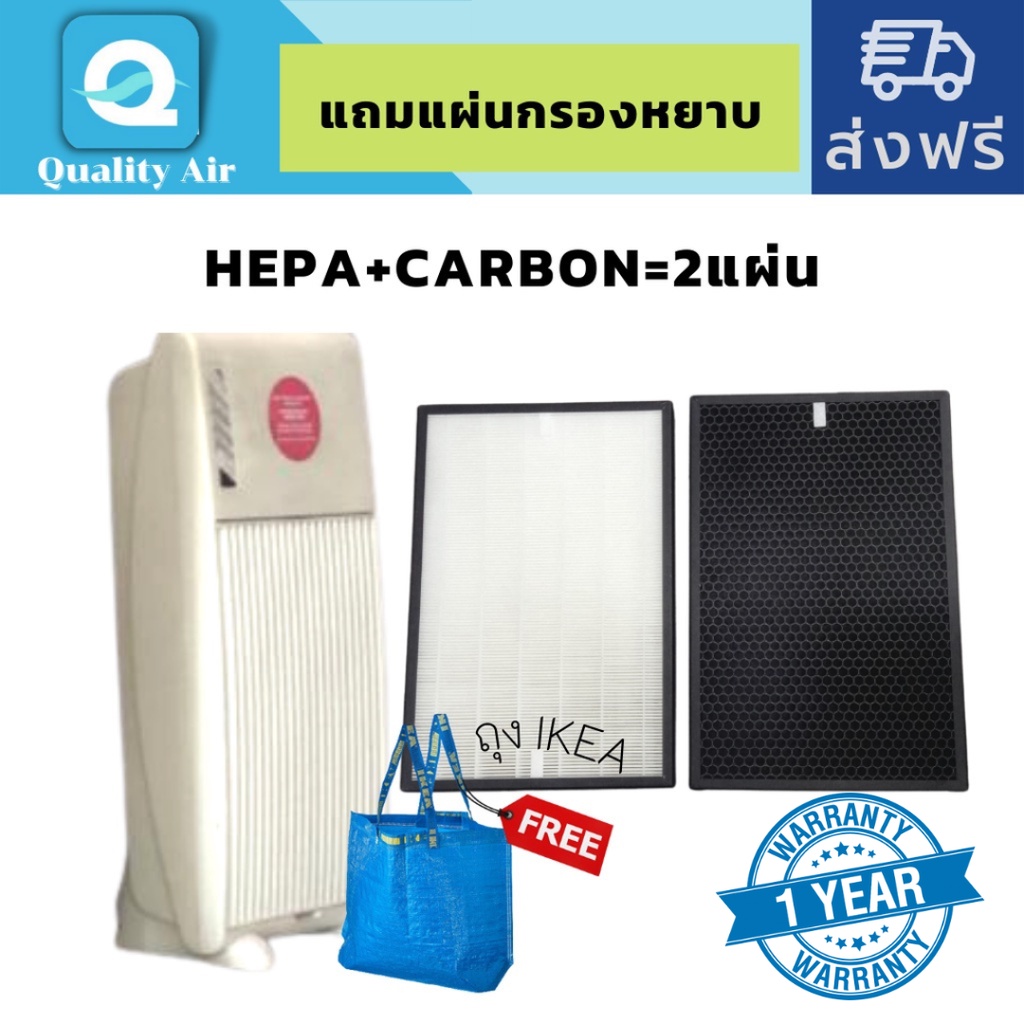 ภาพหน้าปกสินค้าแผ่นกรองอากาศAir filter(Hepa13+Carbon=2แผ่น)E2526 ไส้กรองอากาศ