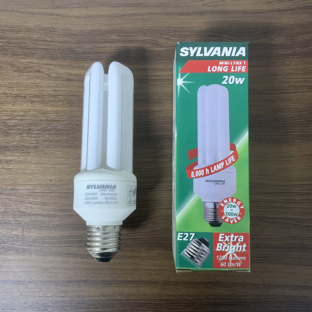 sylvania-หลอดตะเกียบ-หลอดประหยัดไฟ-20w-ขั้วe27-mini-lynx-t-long-life-3u-827-สีวอร์มไวท์-เหลือง