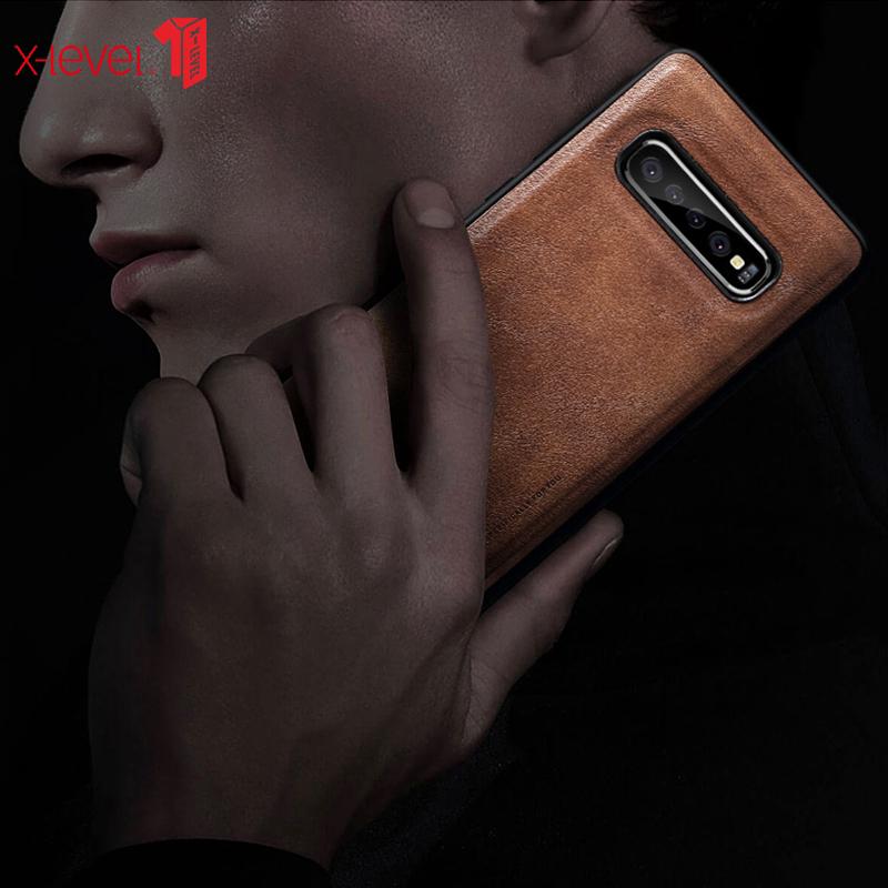 X-Level Leather Back Casing Samsung Galaxy S10 Plus S10E Soft TPU Silicone Back Cover S10+ S10 E Shockproof  Cases