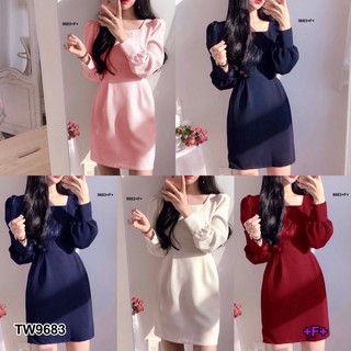 TW9683 Dress ชุดเดรสคอเหลี่ยม