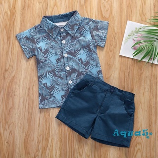 Aqq- Summer ชุดเสื้อยืด แขนสั้น พร้อมกางเกงขาสั้น สำหรับเด็กผู้ชาย 2 ชิ้น