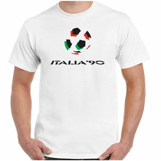 ▅▓▒tshirtเสื้อยืดคอกลมฤดูร้อนเสื้อยืด ผ้าฝ้าย 100% พิมพ์ลายโลโก้ฟุตบอลโลก 1990 Italy 90Sto4XLDIY เสื้อยืด