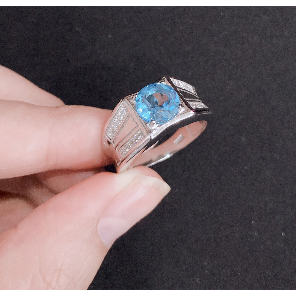 แหวนพลอย-สวิสบลูโทพาส-swiss-blue-topaz-สีฟ้าสดรุ่น-rm-sbt02rd