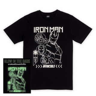 เสื้อยืดครอป [LEEE]Marvel Mens Iron Man Glow In The Dark T-shirt - เสื้อยืดมาร์เวลผู้ชายลายไอรอนแมน เทคนิคเรืองแส