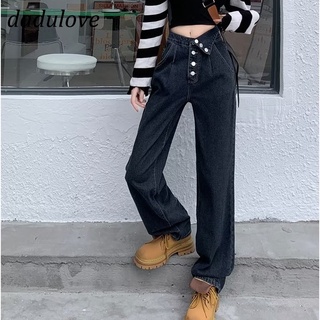 DaDulove💕 New American Style Ins Street Irregular Jeans High Waist Loose Niche Wide Leg Pants Fashion Womens Clothing