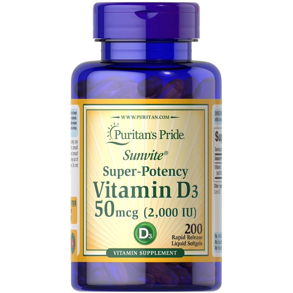 ภาพหน้าปกสินค้าPuritan​ Vitamin​ D3 2000IU​ 200​ Softgels​ จากร้าน vita_garden บน Shopee