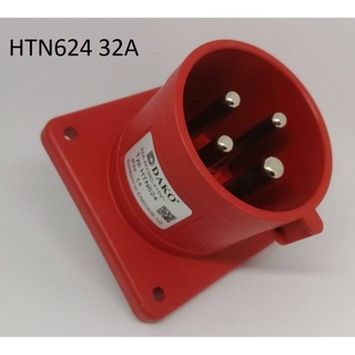 HTN624 ปลั๊กตัวผู้ฝังตรง 3P+E 32A 380V IP44 6h