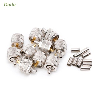 Dudu Uhf Male Pl259 ปลั๊กจีบ Rg58/142 Lmr195 Rg400 สกรูเชื่อมต่อคู่ 10 ชิ้น