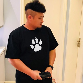เสื้อผ้าผชเสื้อยืดคอกลม แขนห้าส่วน ผ้าฝ้ายแท้ ทรงหลวม ขนาดใหญ่ ลายอุ้งเท้าหมี แฟชั่นฤดูร้อน สําหรับผู้ชาย และนักเรียนS-5