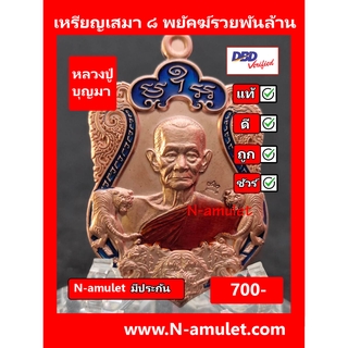 เหรียญหลวงปู่บุญมา รุ่น ๘ พยัคฆ์รวยพันล้าน เนื้ออาบนาค ลงยา สุ่มโค้ด