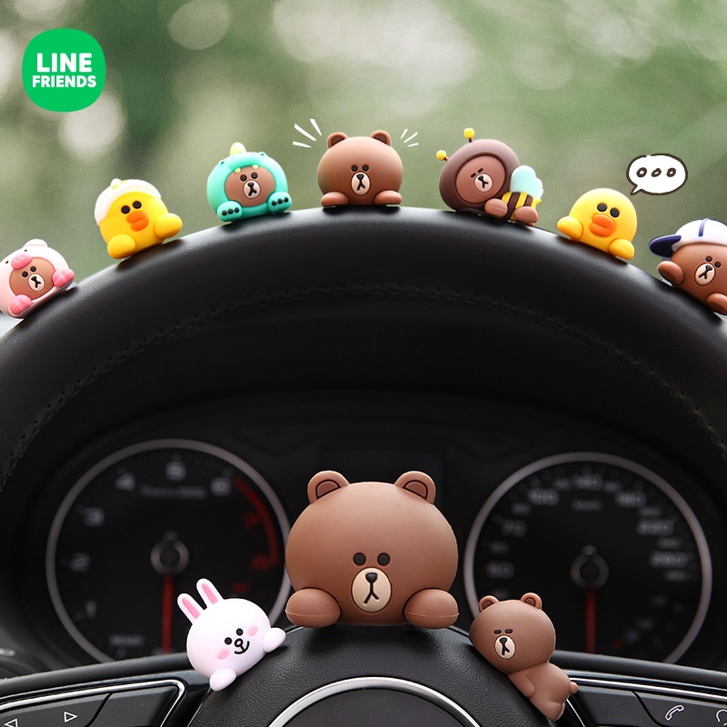 line-friends-เครื่องประดับหมีสีน้ำตาล-เครื่องประดับรถการ์ตูนน่ารัก-คอนโซลกลาง-เครื่องประดับรถยนต์-เครื่องประดับภายในรถยนต์-sj1347